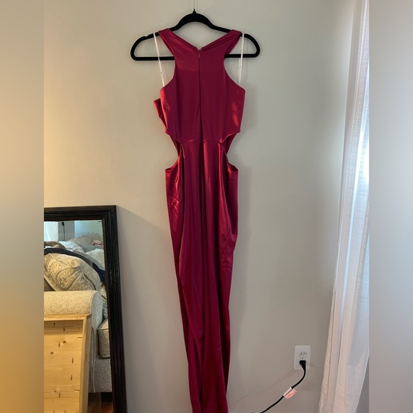 “Just as Gorgeous Magenta Satin Halter Cutout Maxi Dress” - Lulus size M - Picture 6 of 8